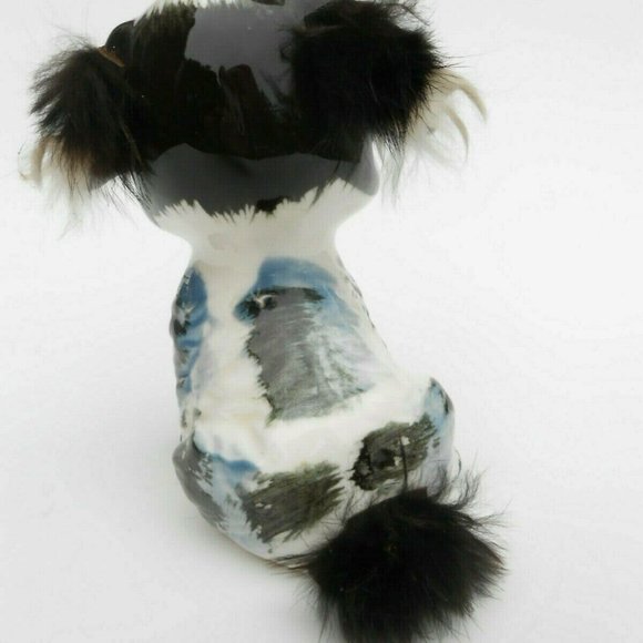 Vintage Ries Ceramic Puppy Dog Figurine w/ Applied Fur Made in Japan - Picture 3 of 6